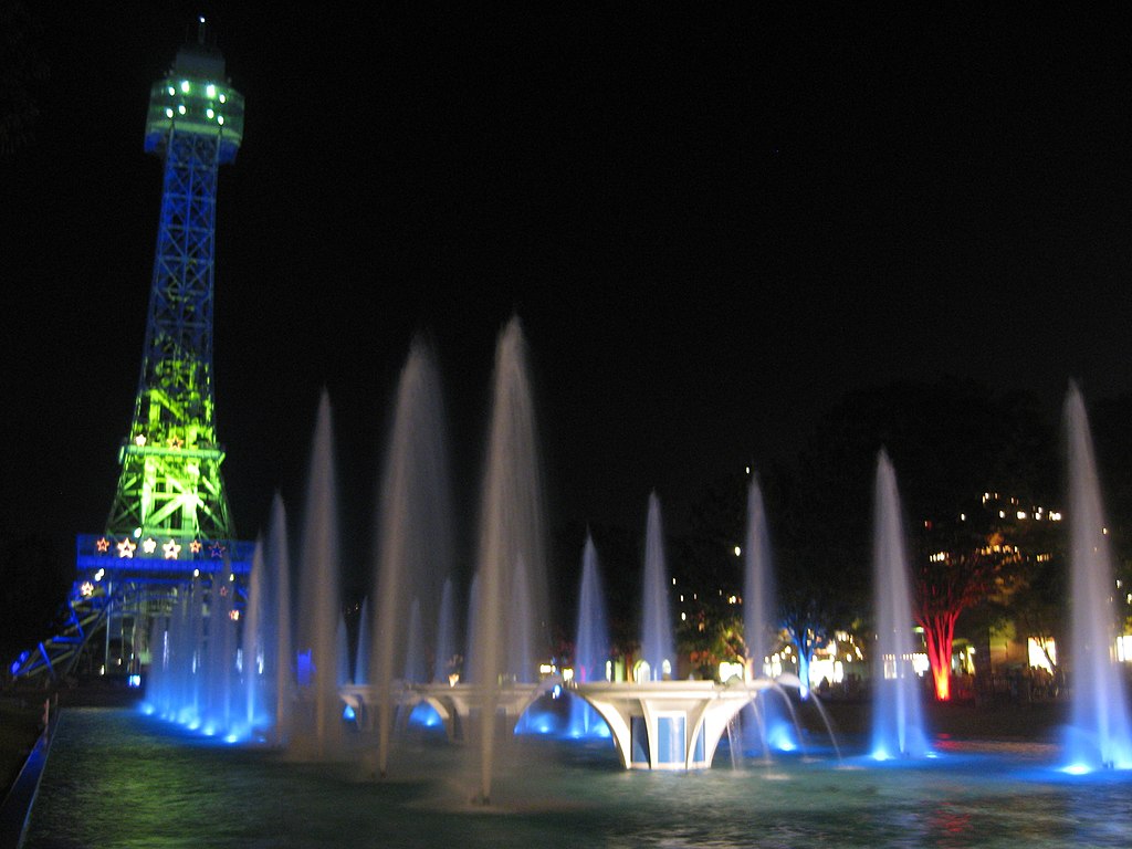 The Eiffel Tower at Kings Island at Night