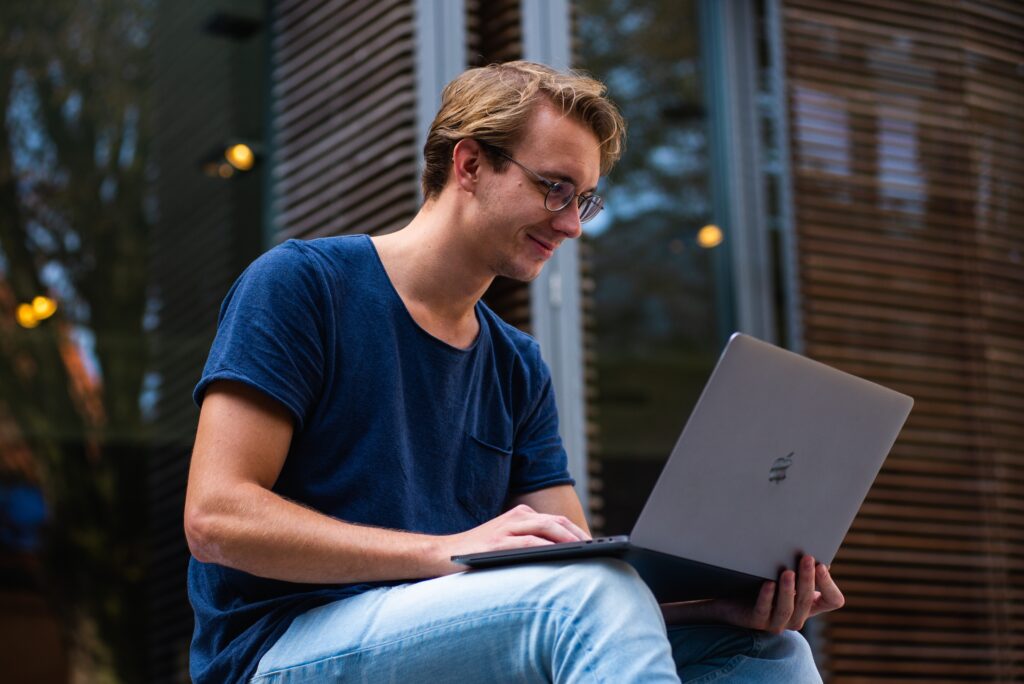 man working remotely