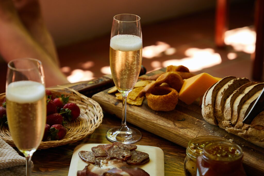  Charcuterie Board and a Glass of Wine
